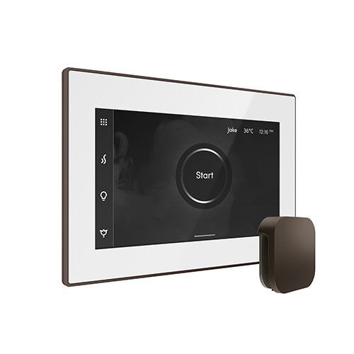 Mr. Steam White Fascia / Oil Rubbed Bronze Mr. Steam iSteamX Steam Shower Control and Aroma Glass SteamHead