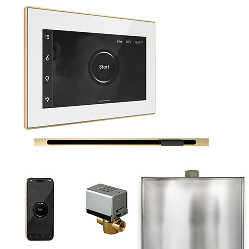 Mr. Steam White Fascia / Polished Brass Mr. Steam XButler Linear Control Package