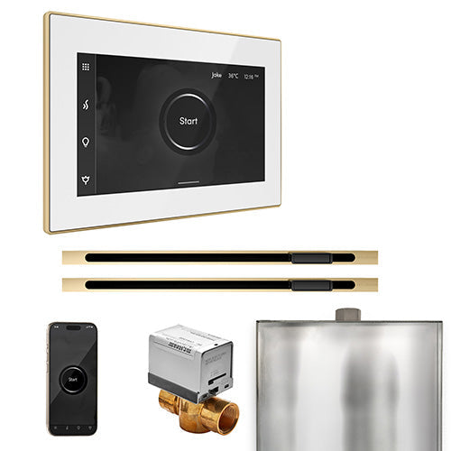 Mr. Steam White Fascia / Polished Brass Mr. Steam XButler Max Linear Control Package
