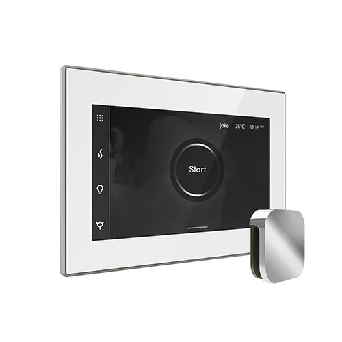 Mr. Steam White Fascia / Polished Chrome Mr. Steam iSteamX Steam Shower Control and Aroma Glass SteamHead
