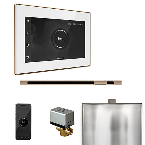 Mr. Steam White Fascia / Polished Gold Mr. Steam XButler Linear Control Package
