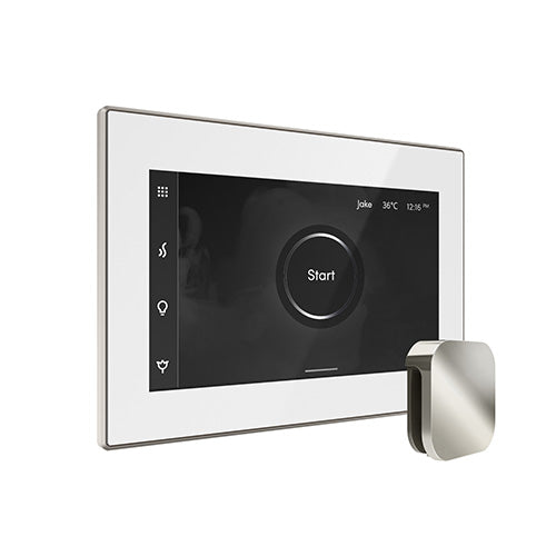 Mr. Steam White Fascia / Polished Nickel Mr. Steam iSteamX Steam Shower Control and Aroma Glass SteamHead