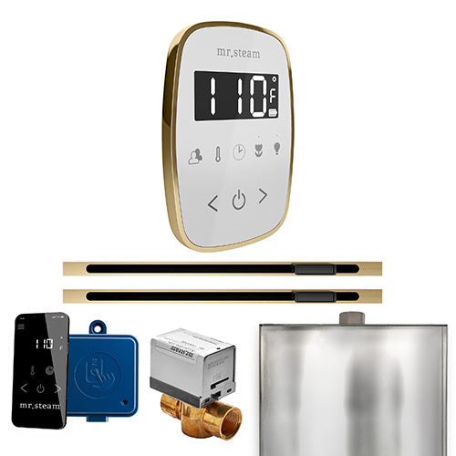 Mr. Steam White Fascia / Satin Brass Mr.Steam ButlerFlex Max Linear Steam Shower Control Package