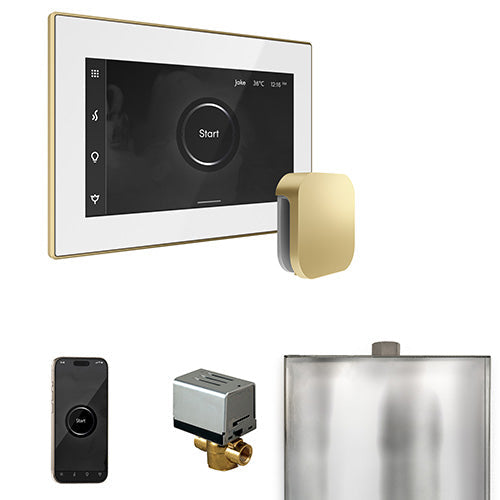 Mr. Steam White Fascia / Satin Brass Mr. Steam XButler Control Package