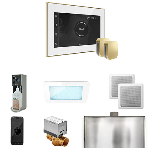 Mr. Steam White Fascia / Satin Brass Mr. Steam XDream Max Control Package