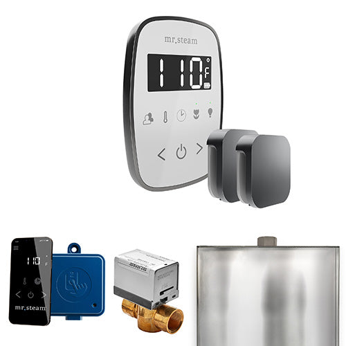 Mr. Steam White Fascia / Satin Steel Mr.Steam ButlerFlex Max Steam Shower Control Package