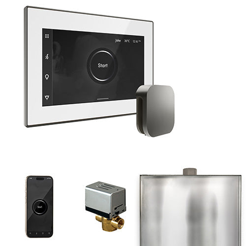 Mr. Steam White Fascia / Satin Steel Mr. Steam XButler Control Package
