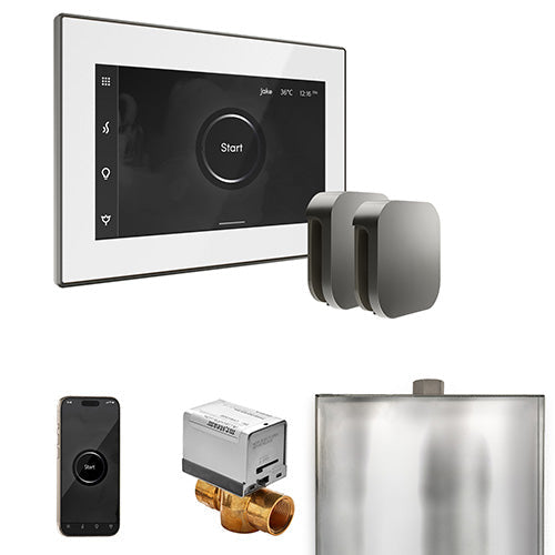Mr. Steam White Fascia / Satin Steel Mr. Steam XButler Max Control Package