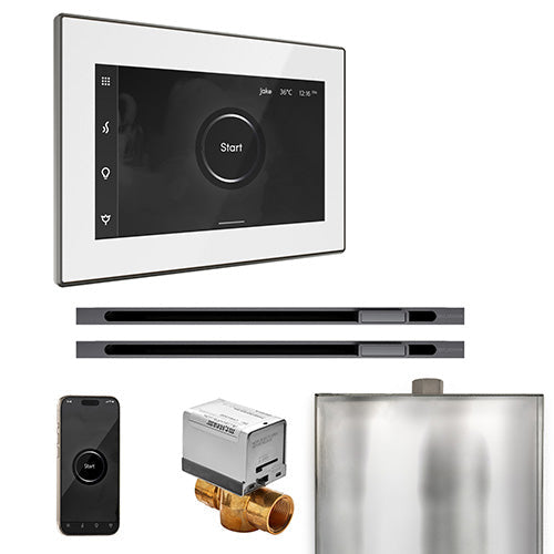 Mr. Steam White Fascia / Satin Steel Mr. Steam XButler Max Linear Control Package