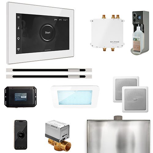 Mr. Steam White Fascia / White Mr. Steam Bliss MAX Linear Steam Control Package