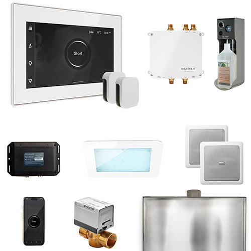 Mr. Steam White Fascia / White Mr. Steam Bliss MAX Steam Control Package