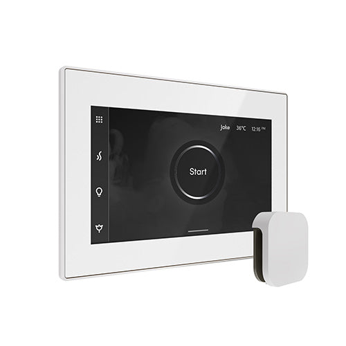 Mr. Steam White Fascia / White Mr. Steam iSteamX Steam Shower Control and Aroma Glass SteamHead
