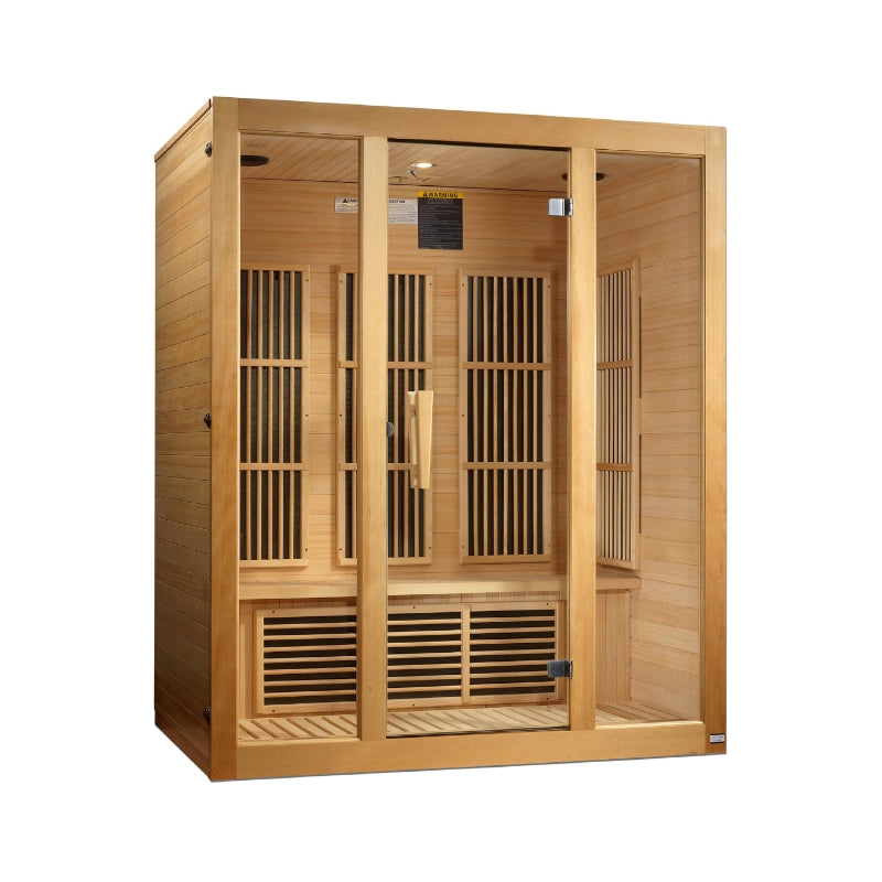 Premium Saunas Golden Designs Maxxus Bellevue 3-Person Near Zero EMF FAR Infrared Sauna with Canadian Hemlock | MX-J306-01-ZF