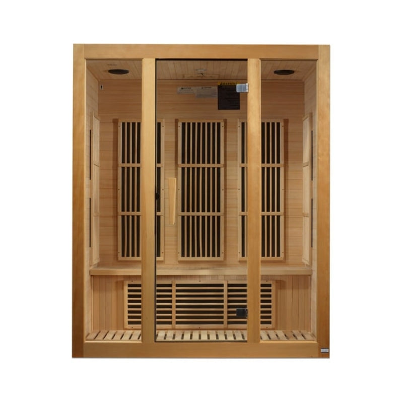 Premium Saunas Golden Designs Maxxus Bellevue 3-Person Near Zero EMF FAR Infrared Sauna with Canadian Hemlock | MX-J306-01-ZF