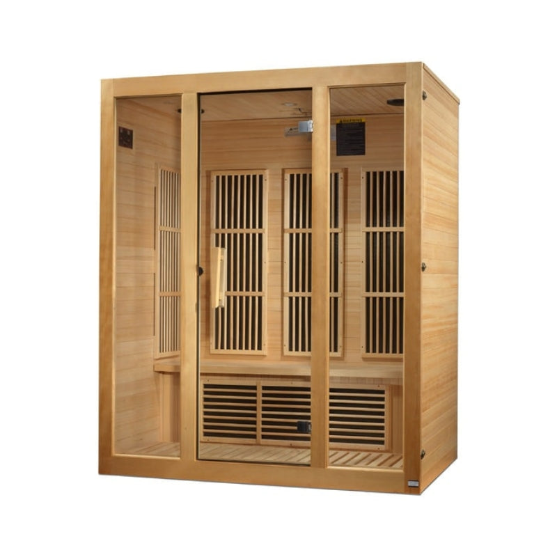 Premium Saunas Golden Designs Maxxus Bellevue 3-Person Near Zero EMF FAR Infrared Sauna with Canadian Hemlock | MX-J306-01-ZF