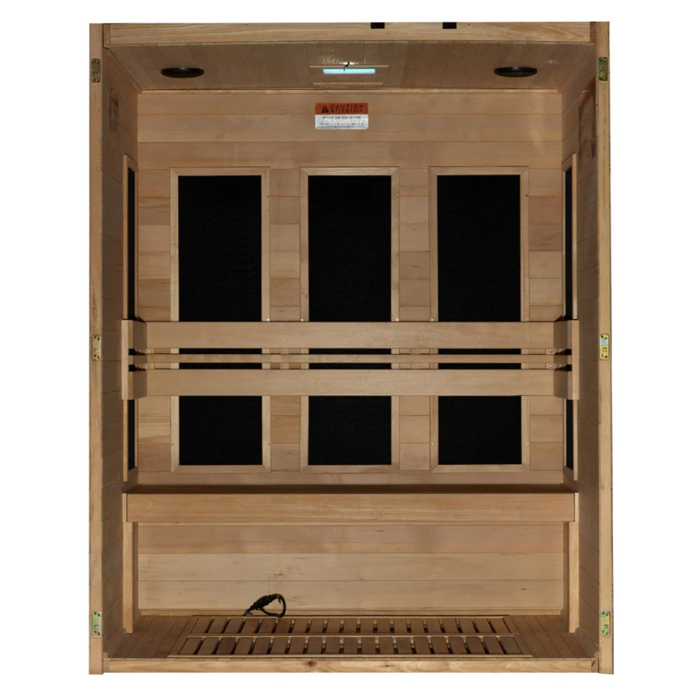 Premium Saunas Golden Designs Toscana Elite 3-person Ultra Low EMF FAR Infrared Sauna with Canadian Hemlock