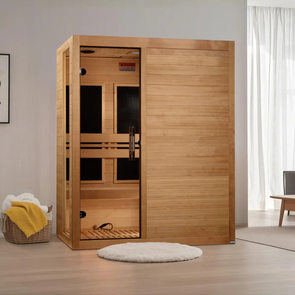 Premium Saunas Golden Designs Toscana Elite 3-person Ultra Low EMF FAR Infrared Sauna with Canadian Hemlock