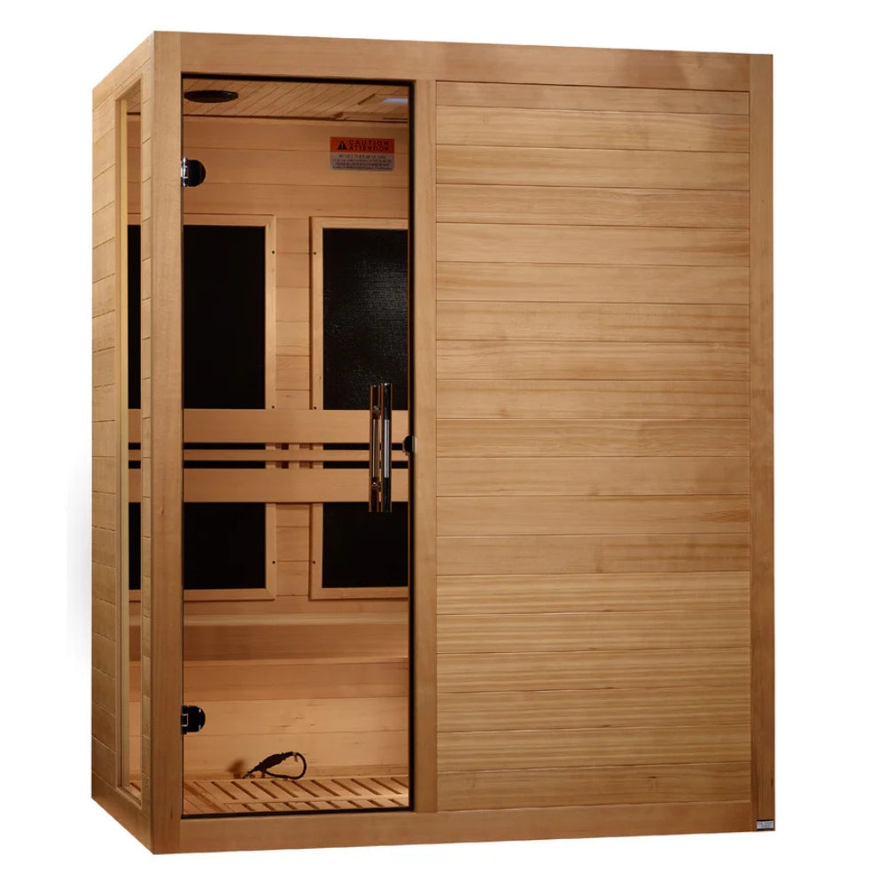 Premium Saunas Golden Designs Toscana Elite 3-person Ultra Low EMF FAR Infrared Sauna with Canadian Hemlock
