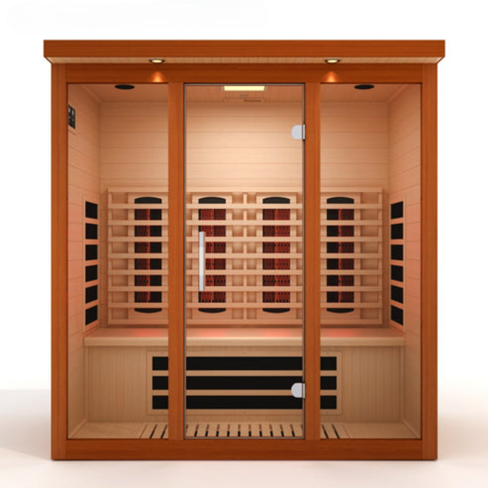 Premium Saunas Golden Designs Vila Grande 4-Person Full Spectrum Near Zero EMF FAR Infrared Sauna with Canadian Hemlock