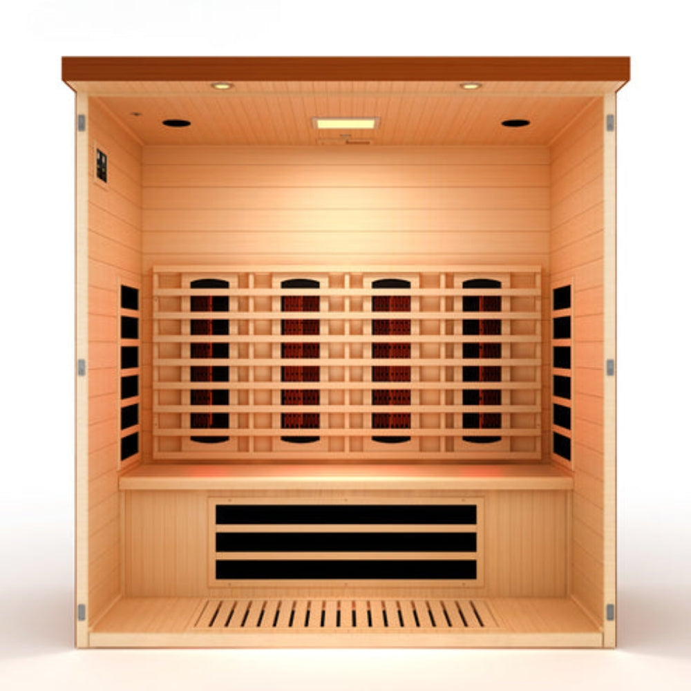 Premium Saunas Golden Designs Vila Grande 4-Person Full Spectrum Near Zero EMF FAR Infrared Sauna with Canadian Hemlock