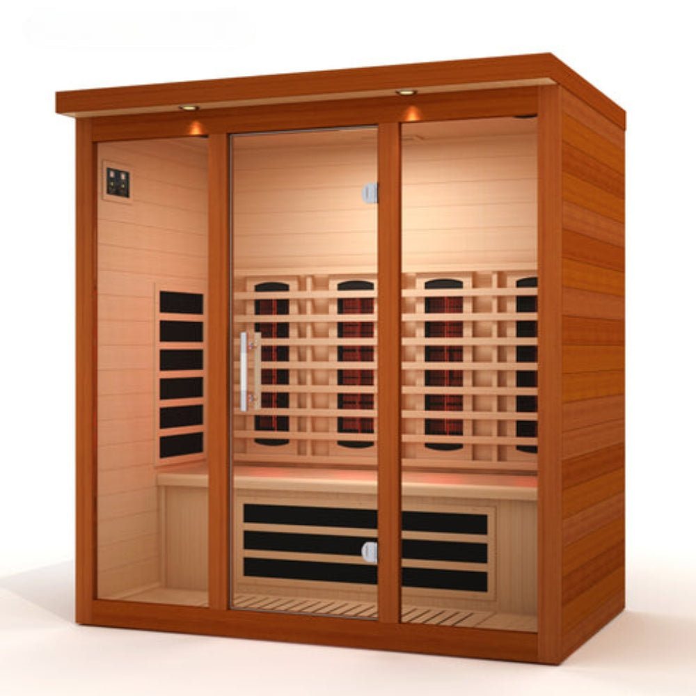 Premium Saunas Golden Designs Vila Grande 4-Person Full Spectrum Near Zero EMF FAR Infrared Sauna with Canadian Hemlock