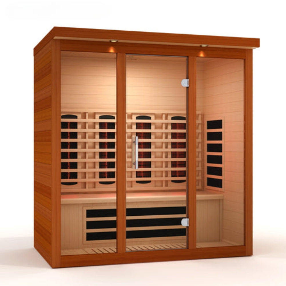 Premium Saunas Golden Designs Vila Grande 4-Person Full Spectrum Near Zero EMF FAR Infrared Sauna with Canadian Hemlock