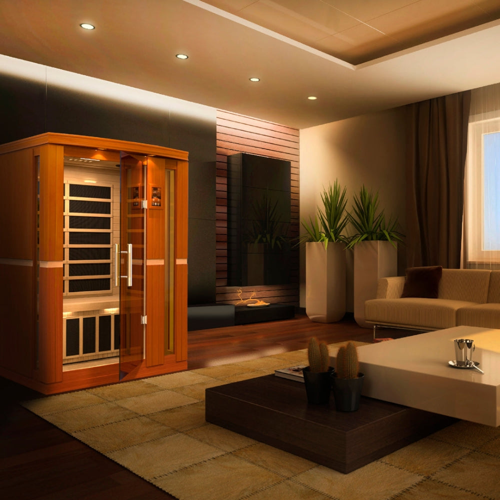Premium Saunas Golden Designs Vittoria Elite 2 Person Ultra Low EMF Infrared Sauna | DYN-6220-01 Elite