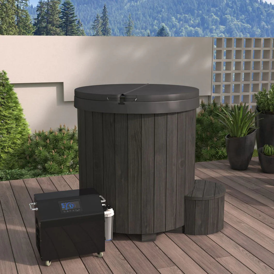 SaunaLife Cold plunge SaunaLife 1-Person Black Thermo-Pine Cold/Hot Plunge Tub - Model S1B
