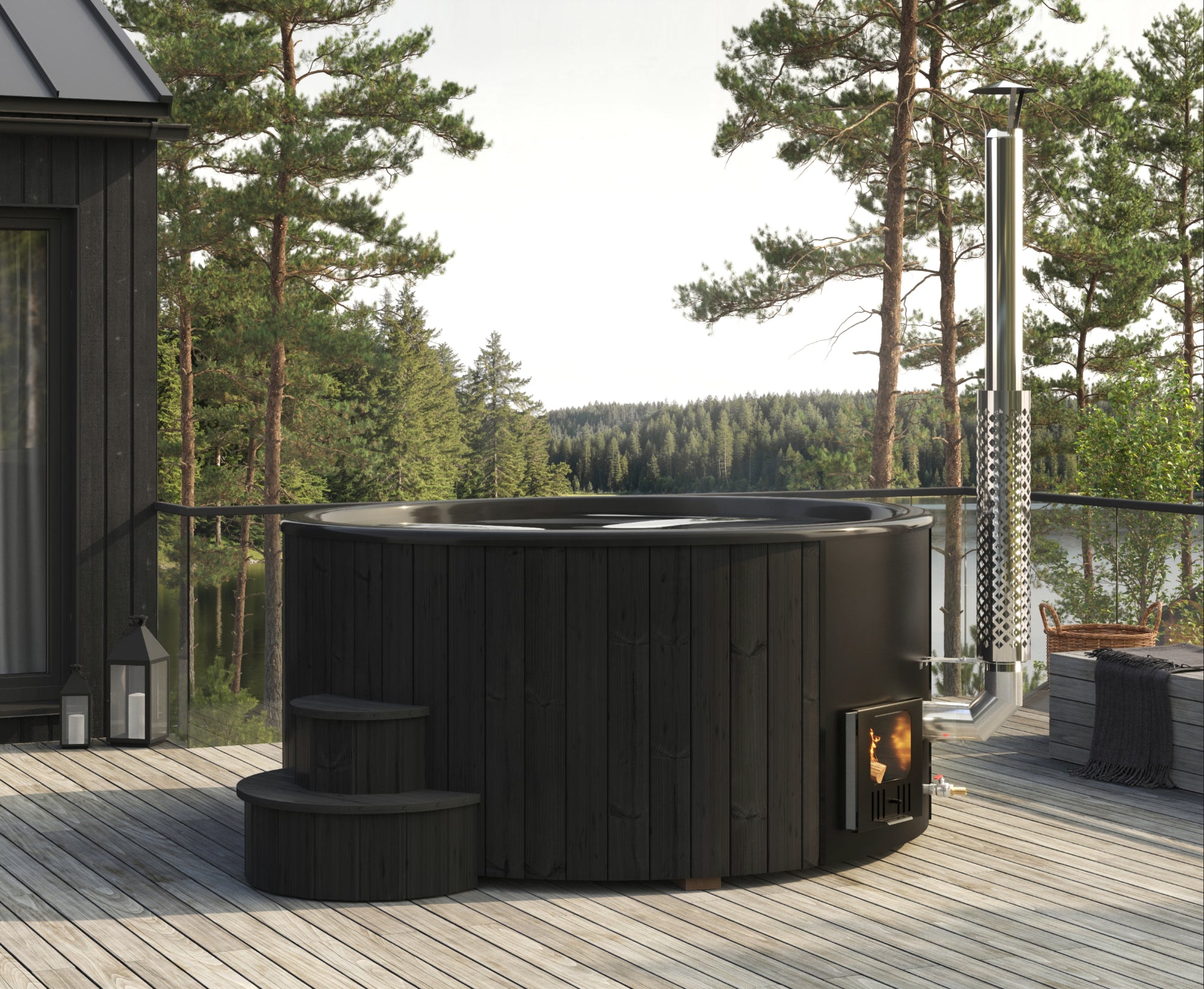 SaunaLife Hot tub SaunaLife Model S6B - Up to 7 Persons - Home Wood-Burning Hot Tub - Natural