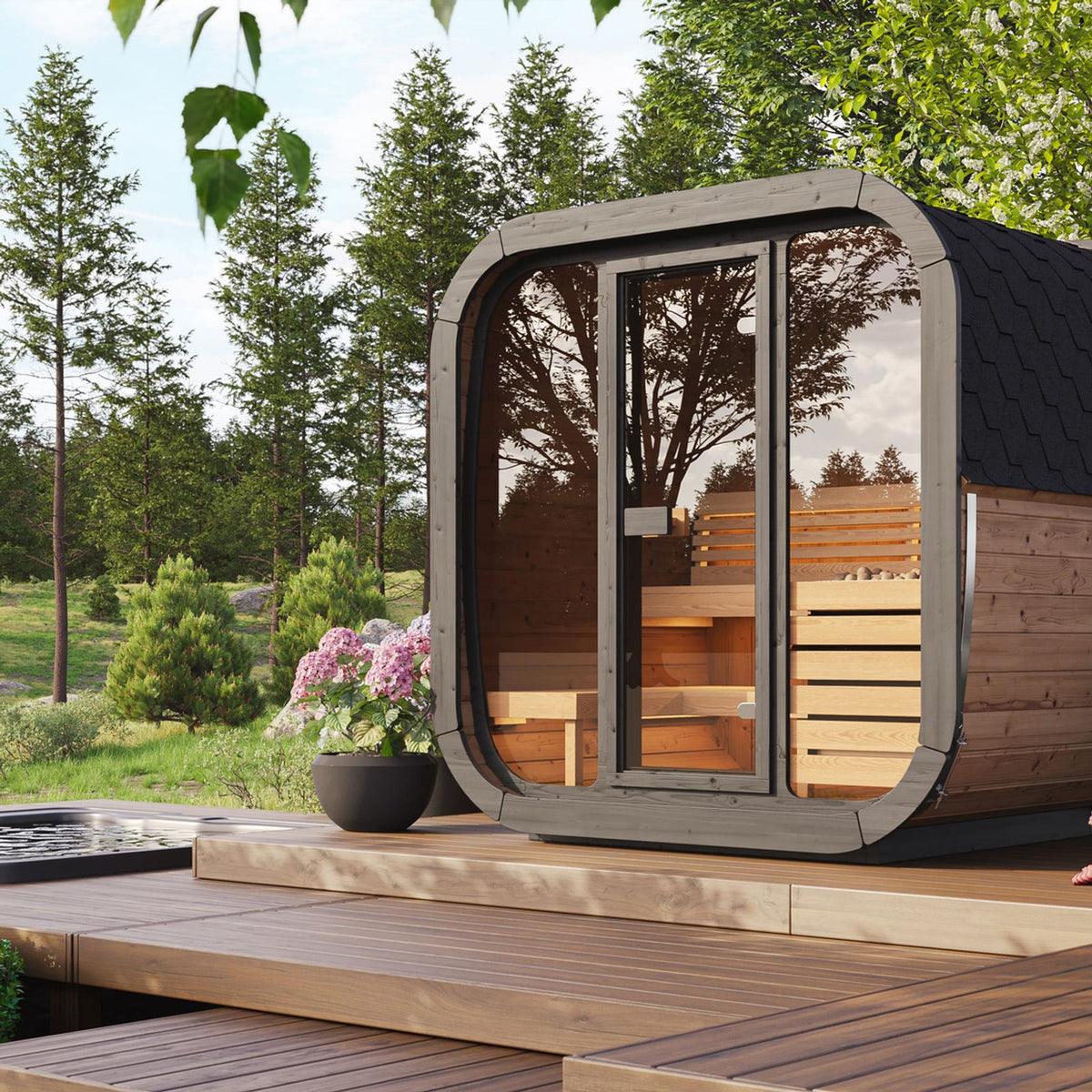 SaunaLife Sauna SaunaLife Model CL5G 4 Person Cube Series Outdoor Sauna Kit