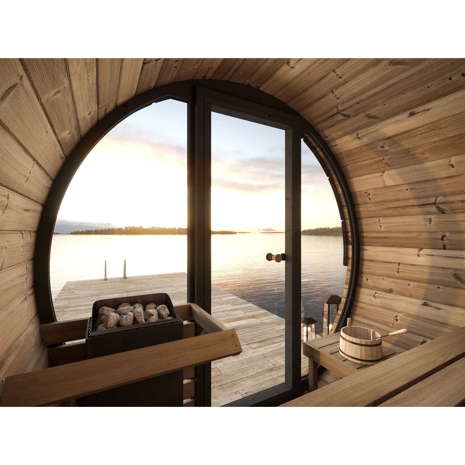 SaunaLife Sauna SaunaLife Model EE6G 4 Person Barrel Sauna