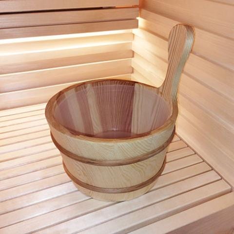 SaunaLife SaunaLife Wooden 1-Gallon Sauna Bucket, Wood Ladle, Thermometer, Hygrometer, Black ACCPKG-3