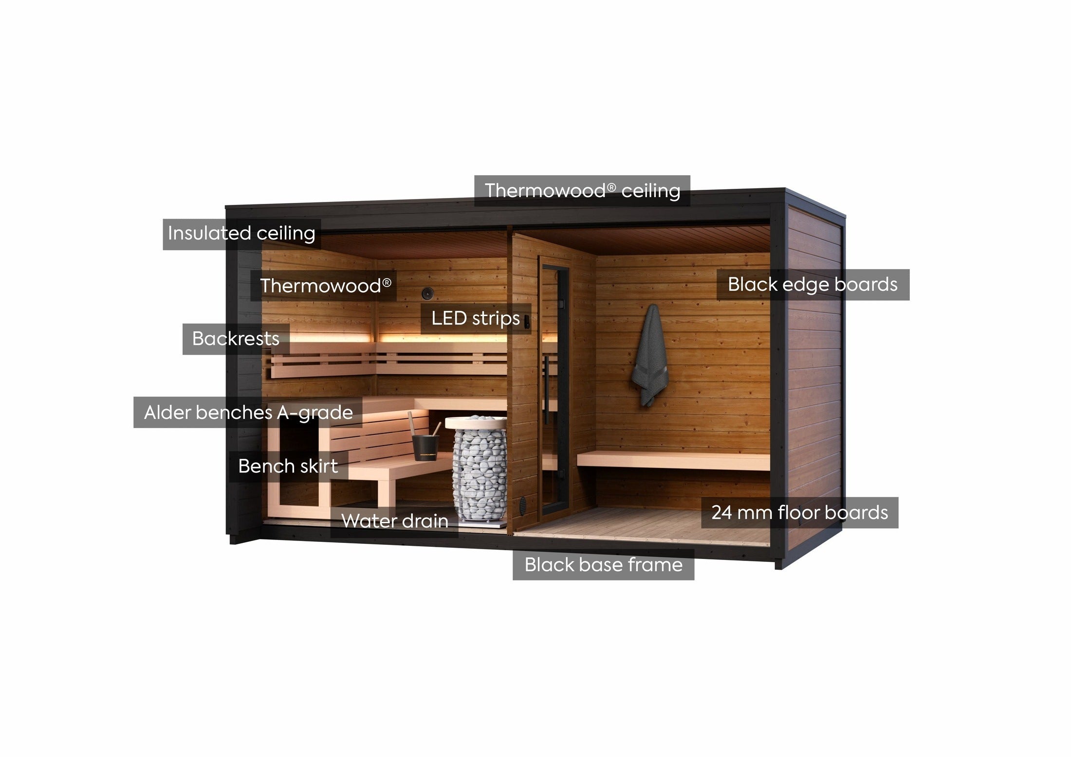 Saunasell Leil Patio L 5 Person Outdoor Sauna with Large Changing Room