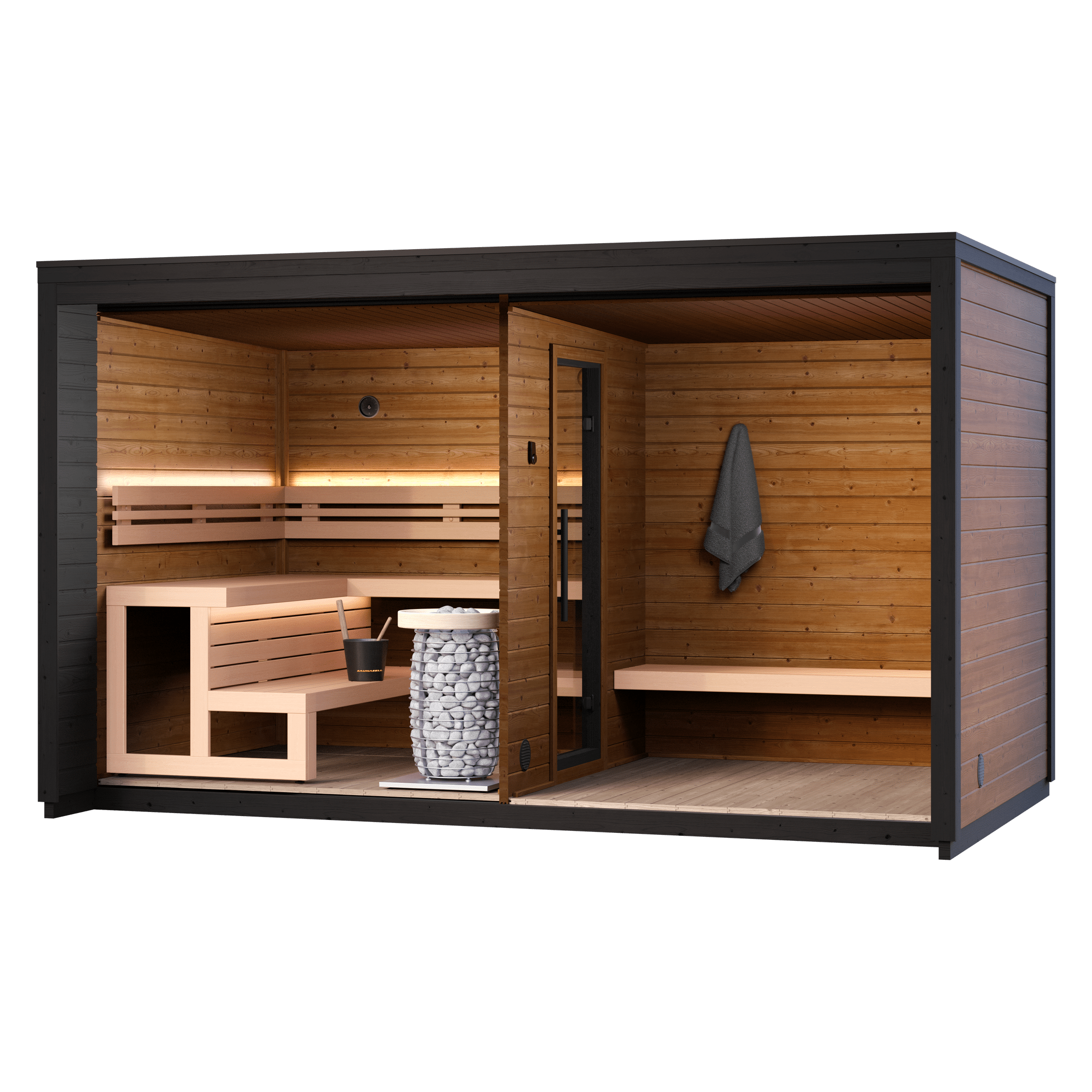 Saunasell Leil Patio L 5 Person Outdoor Sauna with Large Changing Room