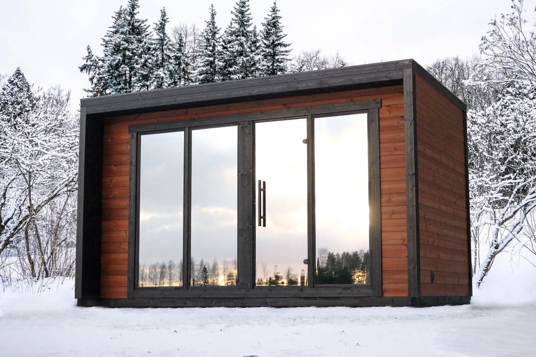 Saunasell Leil Patio L 5 Person Outdoor Sauna with Large Changing Room