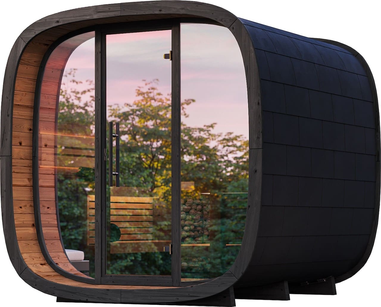 Saunasell Leil® Round Cube Mini Outdoor Sauna 4-5 Person