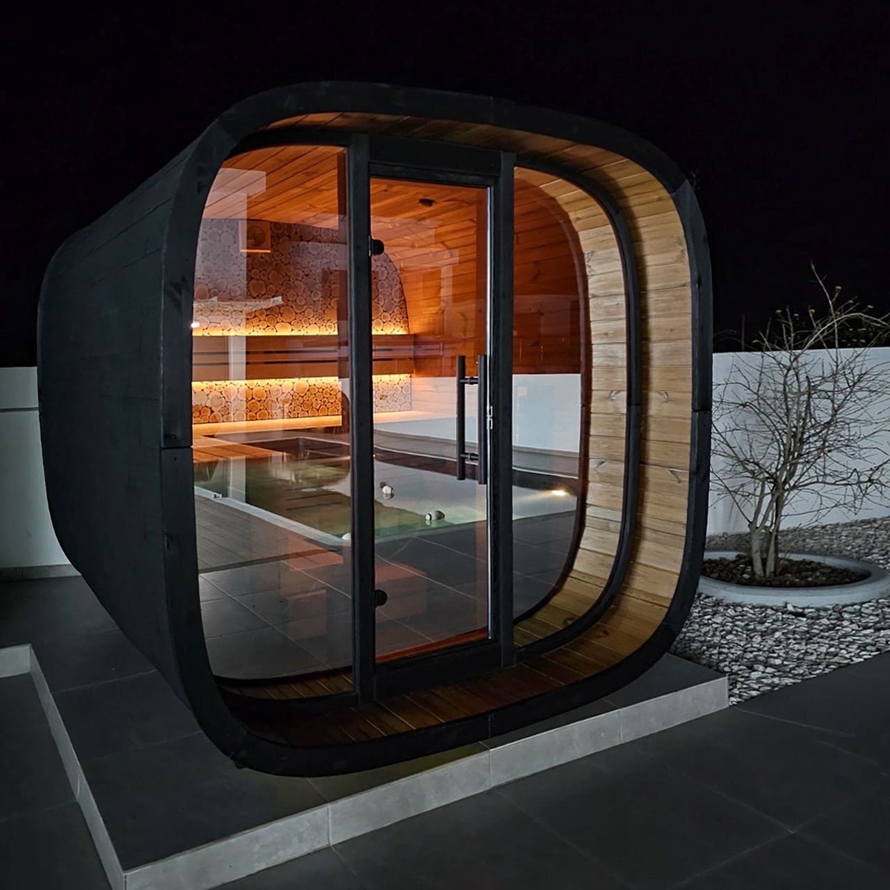 Saunasell Leil® Round Cube Mini Outdoor Sauna 4-5 Person