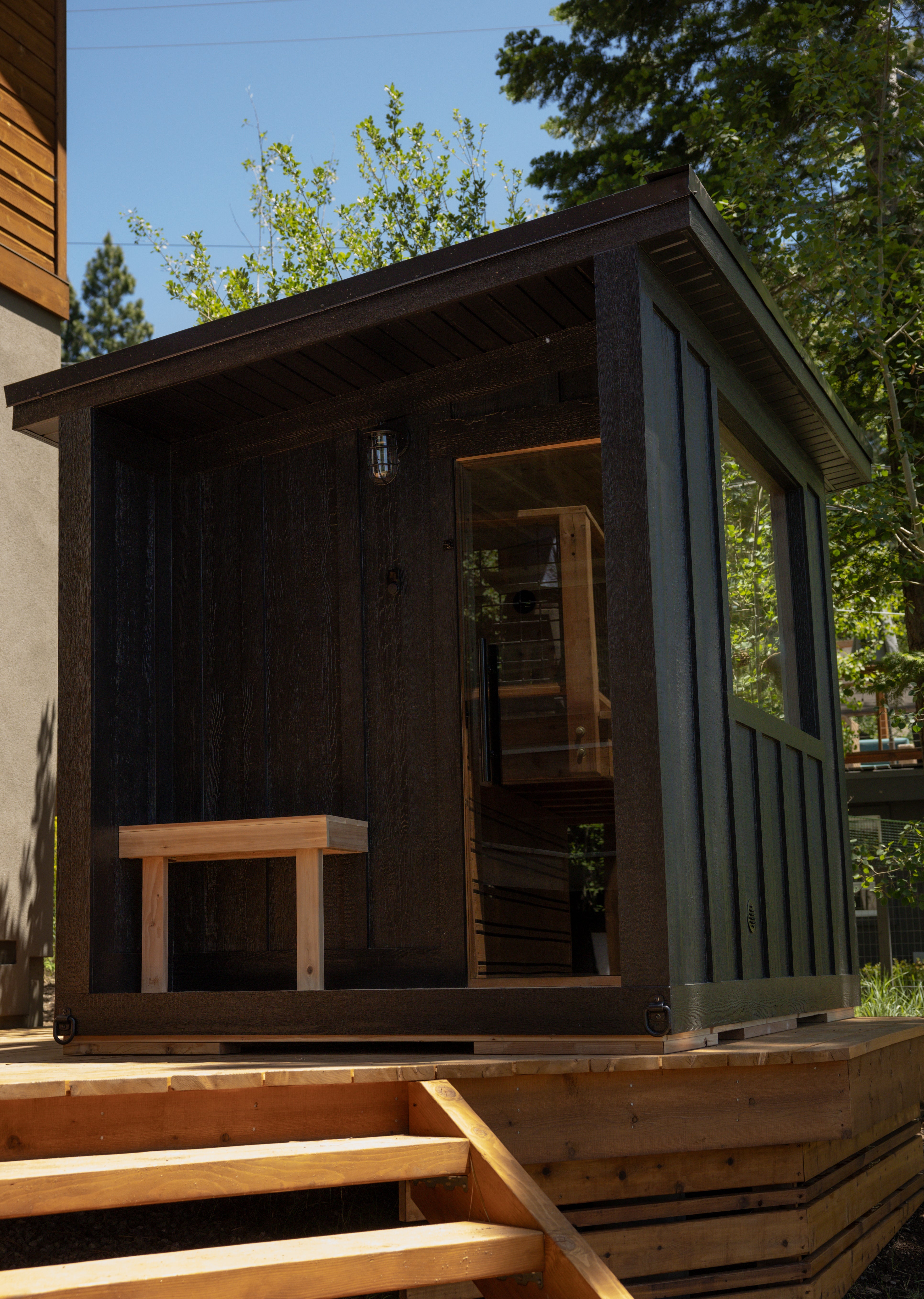 Sweat Kingdom Sauna 7X10 Footprint - 6 Person / Board & Batten LP Smartsiding / Tight Knot Western Red Cedar SK 210