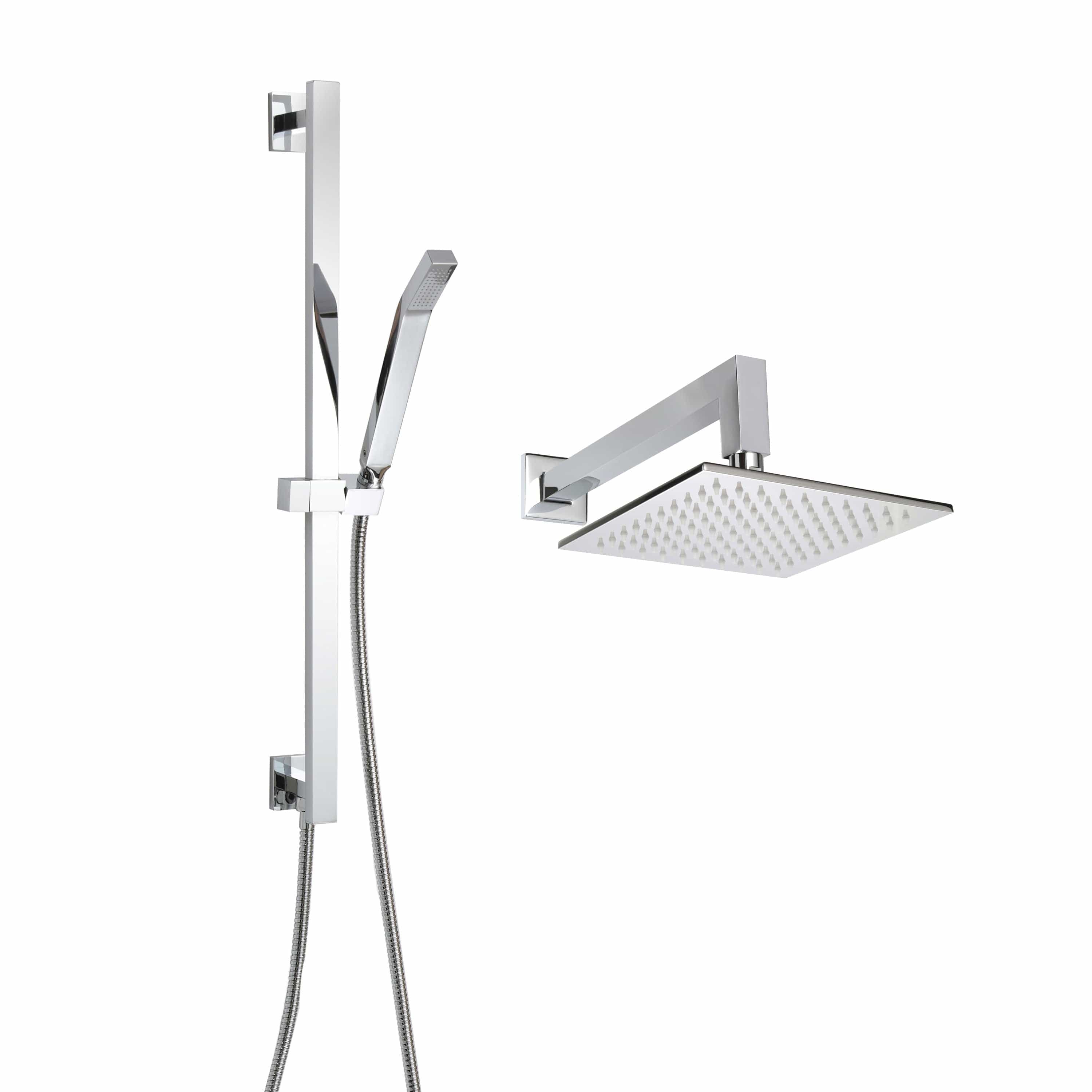 ThermaSol Shower Polished Chrome / Square ThermaSol Complete Shower Package Rain Canopy and Handshower