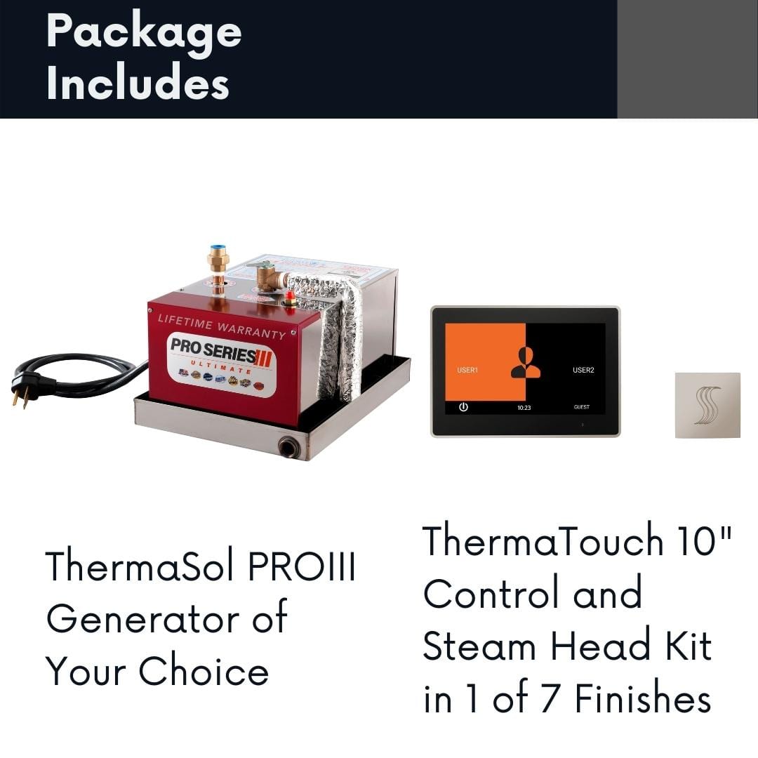 ThermaSol ThermaSol Steam Shower Complete All-In-One Pro Package Generator and ThermaTouch 10 Inch Control Kit