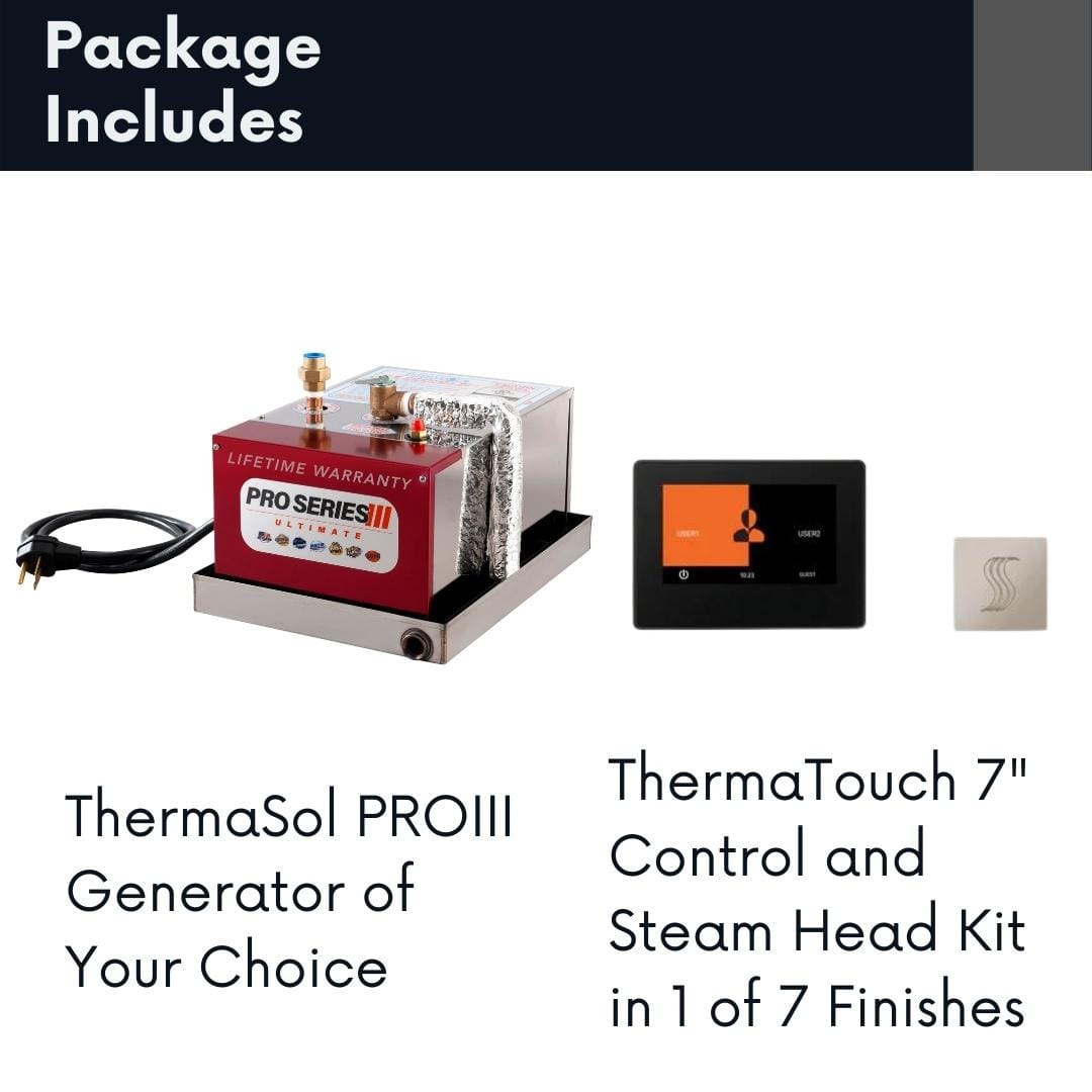 ThermaSol ThermaSol Steam Shower Complete All-In-One Pro Package Generator and ThermaTouch 7 Inch Control Kit