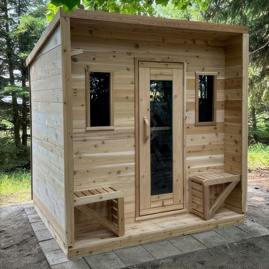 True North Saunas Sauna Pine True North Canadian Made 5 Person Outdoor Traditional Cabin Sauna