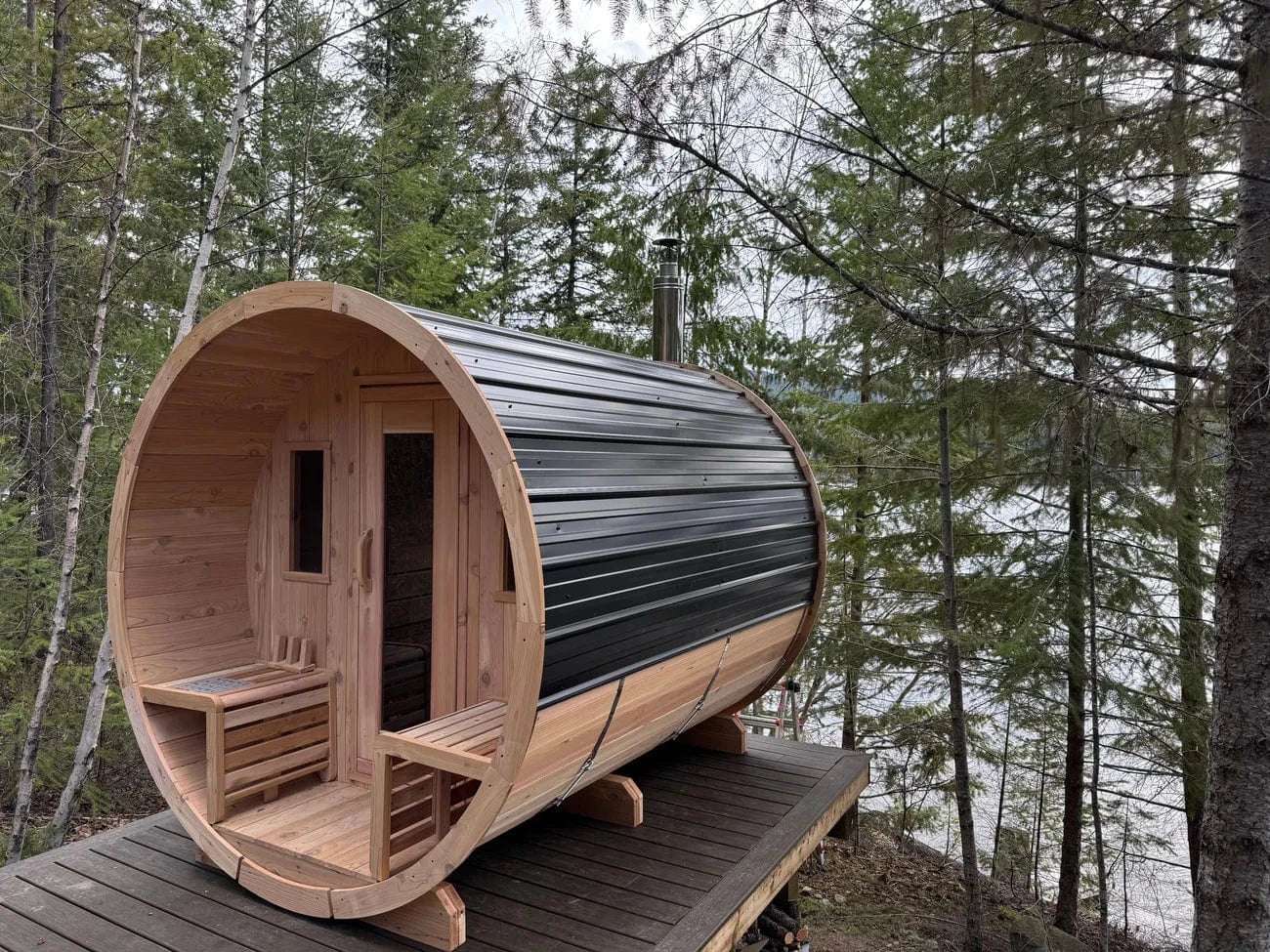True North Saunas Sauna True North Canadian Made 4-6 Person 8' Long Outdoor Traditional Barrel Sauna