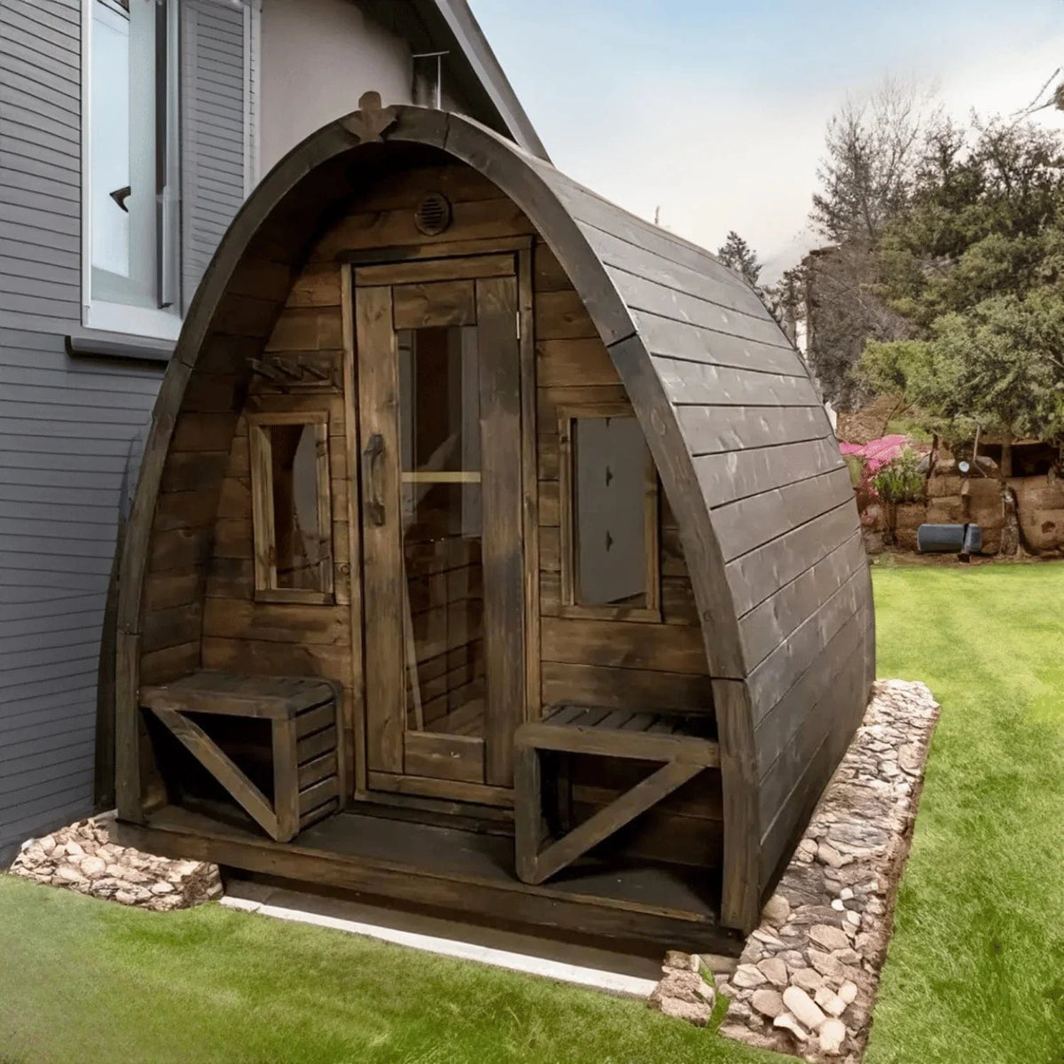 True North Saunas Sauna True North Canadian Made 4-8 Person Outdoor Traditional Tiny Pod Sauna