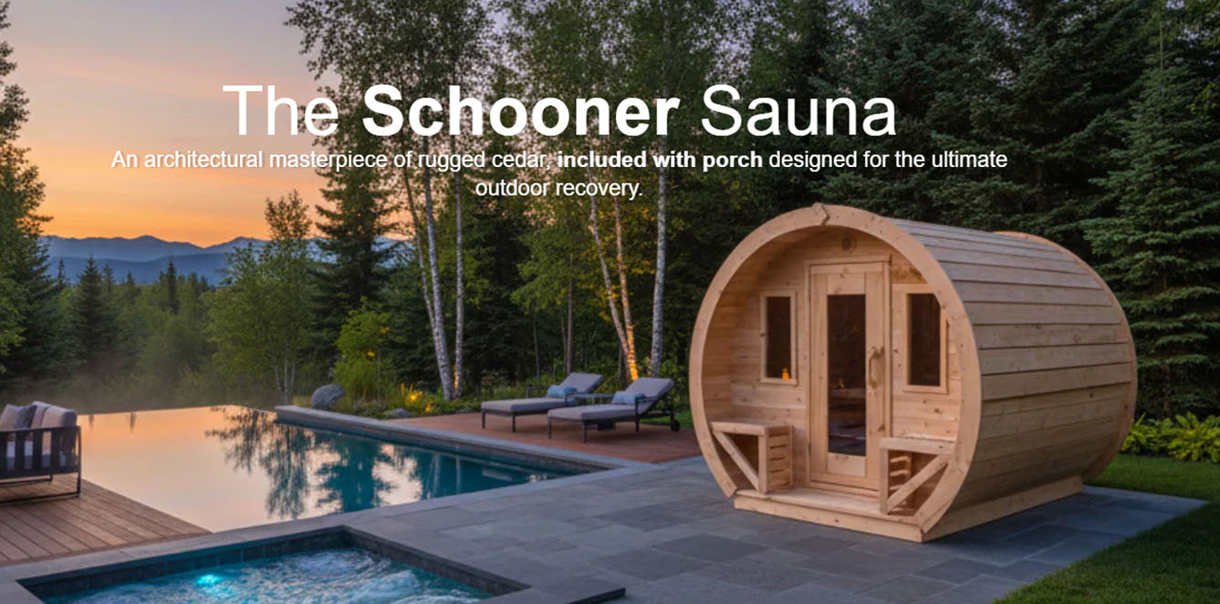 True North Saunas Sauna True North Canadian Made Schooner 2-8 Person Outdoor Traditional Barrel Sauna