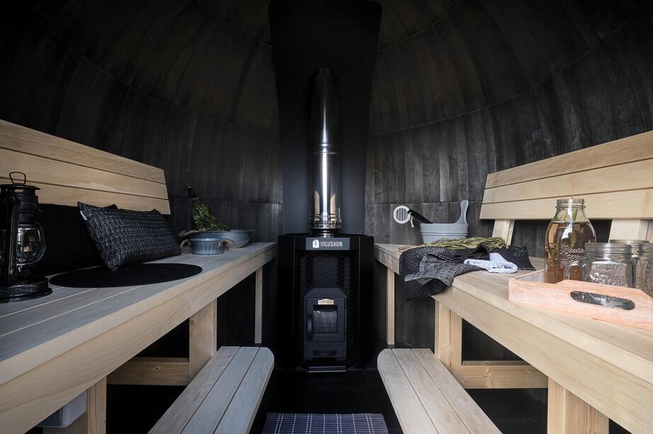 Iglucraft Panoramic Iglusauna Pre-Assembled Two-Room 4-6 Person Luxury Outdoor Sauna w/ Panoramic Window