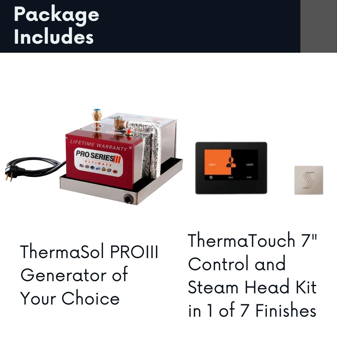 ThermaSol Steam Shower Complete All-In-One Pro Package Generator and ThermaTouch 7 Inch Control Kit