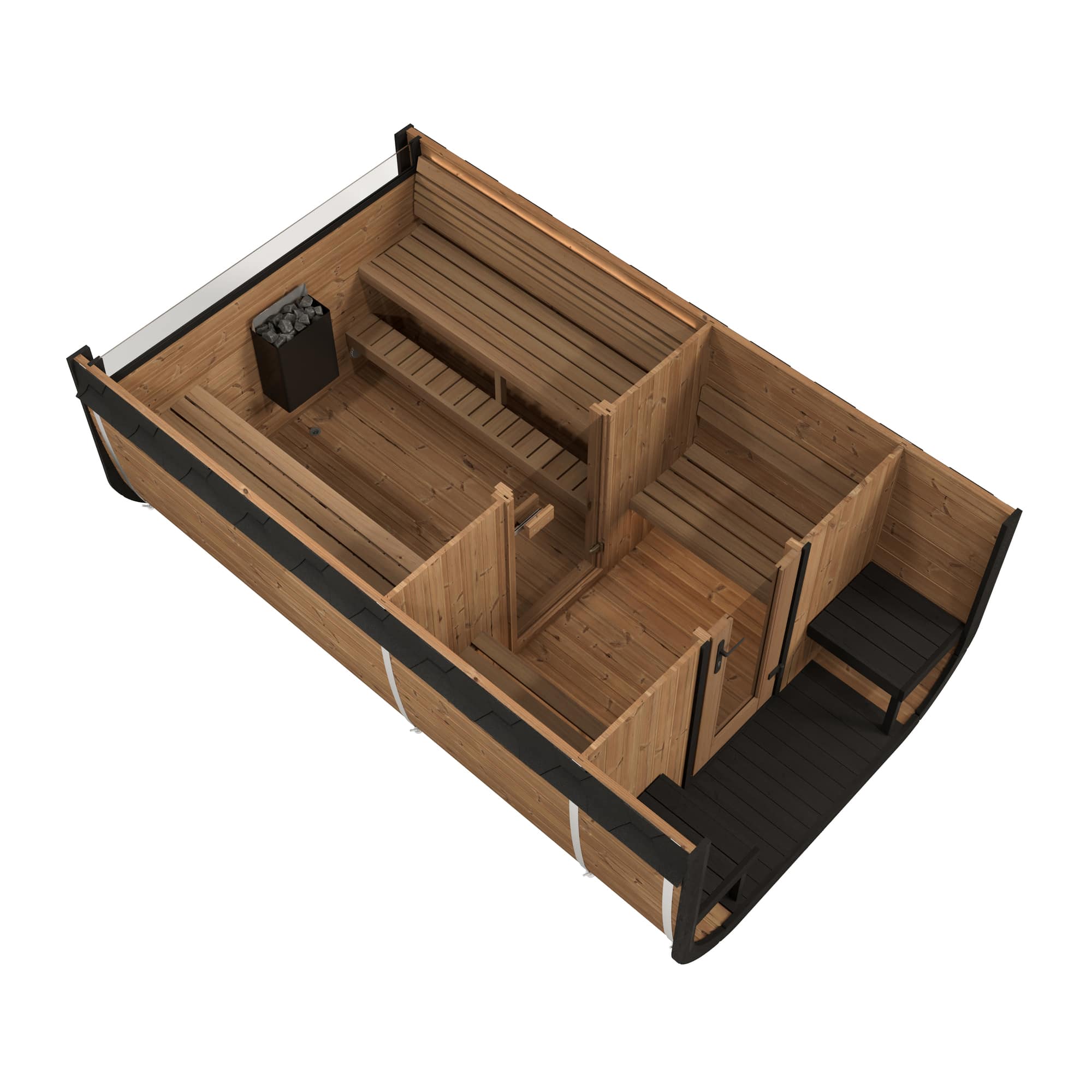 SaunaLife Model CL12GCP 8 Person Cube Series Luxury Outdoor Sauna Kit with Changeroom