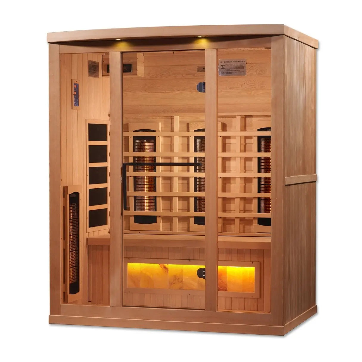 Golden Designs 3-Person Full Spectrum PureTech™ Near Zero EMF FAR Infrared Sauna w/ Himalayan Salt