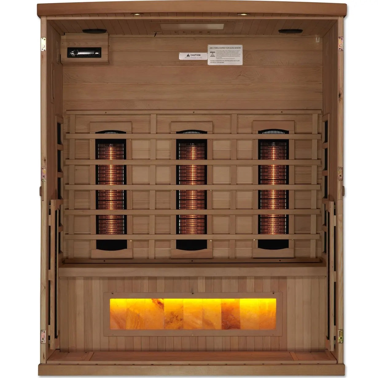 Golden Designs 3-Person Full Spectrum PureTech™ Near Zero EMF FAR Infrared Sauna w/ Himalayan Salt